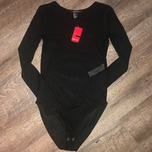 Black Stripped Bodysuit